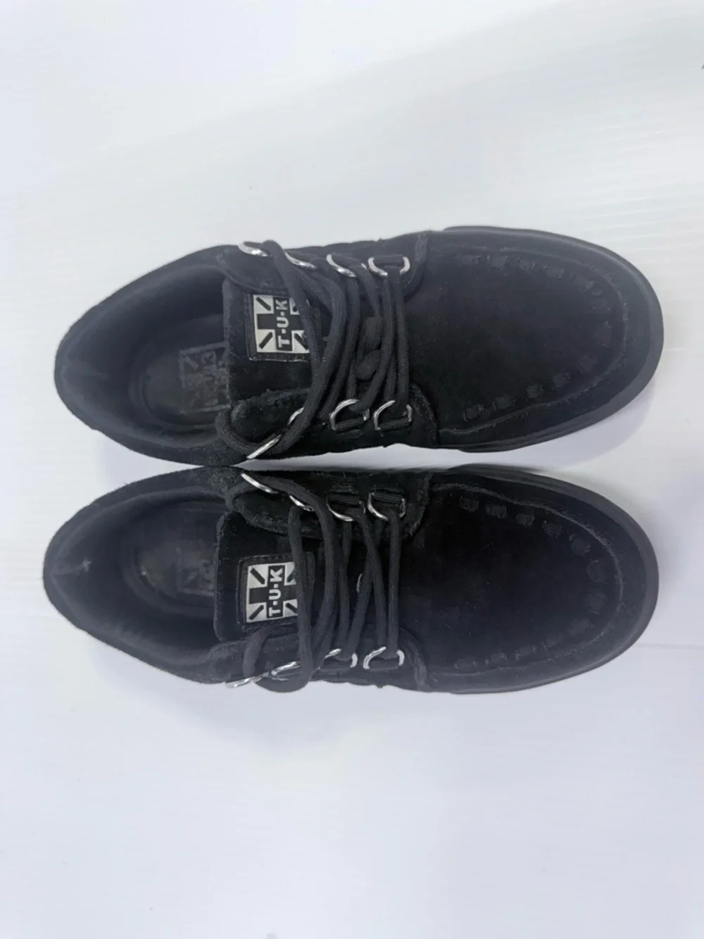 TUK Creepers Womens 5 Black Velvet Skull Bone Sole Goth‎ Punk Shoes